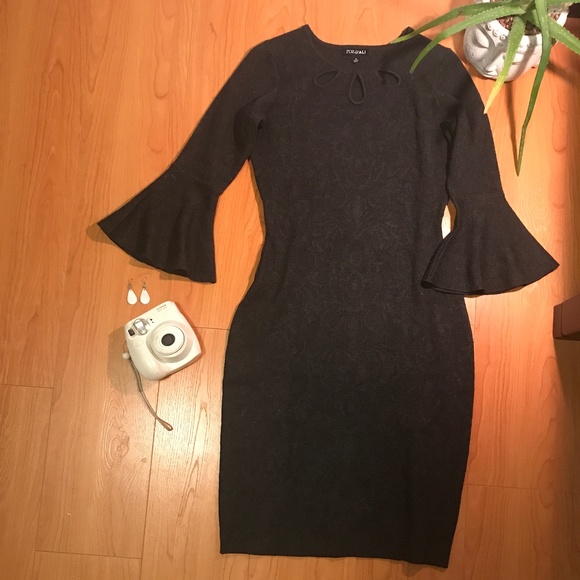 Curvy Dark Grey Chic Office Dress - Picture 1 of 3